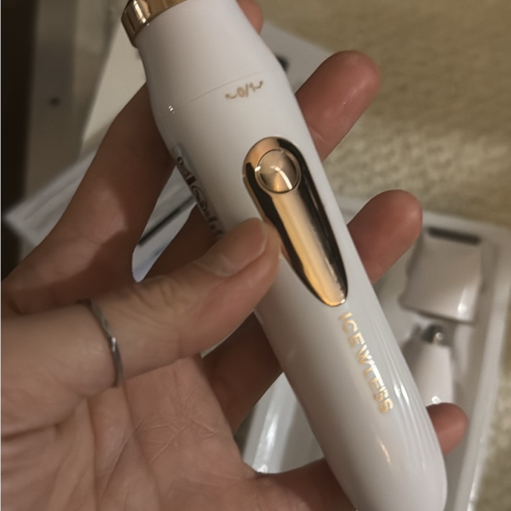BNIB portable Ice Vibes White and Gold Hair Removal Device